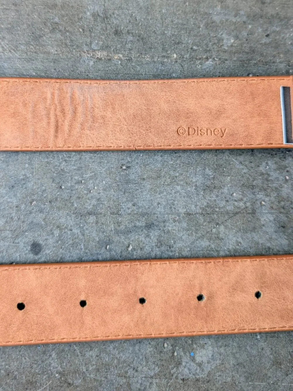 Disney Signature D Logo Buckle Brown Faux Pebble Leather Belt